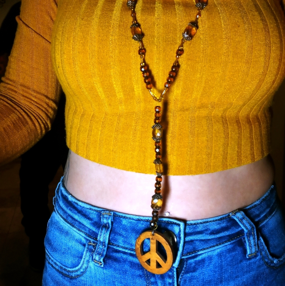 Handmade vintage peace ✌️ sign necklace NWOT